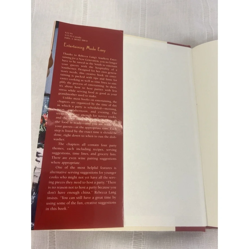 Rebecca Lang Signed‎ Southern Entertaining 2004 First Edition HC Cookbook